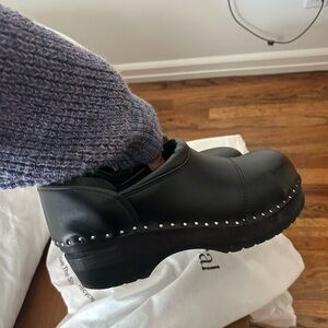 Troentorp x Needles • Picasso clogs • black leather with steel toe • size 40